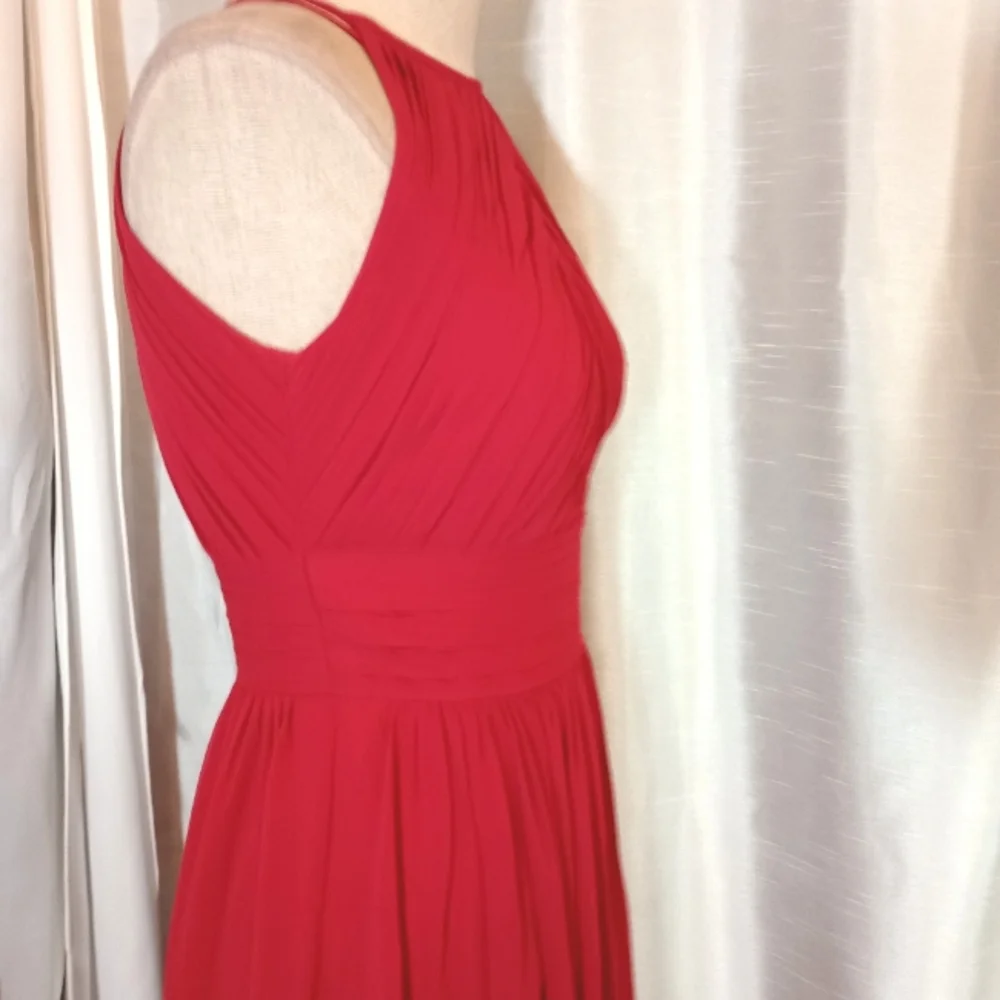 Bill Levkoff Formal Dress, Sleeveless Pleated bodice, Cut Out Back, Red, Long  4 - Picture 9 of 9